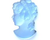 Vintage Satin Glass Blue Cameo Cab of a Young Girl