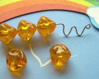 10 Vintage Plastic Beads Honey Orange Dollops