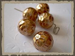 5 Dimpled Golden Rounds Vintage Lucite Beads 12mm