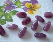 10 Grape Purple Vintage Lucite Beads Oblong Twists