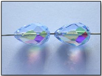 Vintage Czech Crystal Faceted Teardrop Beads in Lt. Sapphire AB