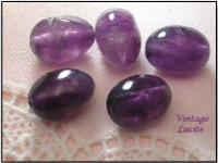 Vintage Lucite Oval Beads Faux Amethyst