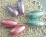 Icy Shimmer Lilac Rose and Aqua Vintage Lucite Beads - Elongated Ovals 6 pcs