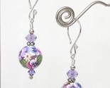 Purple Pansies Earrings with Gorgeous Floral Beads
