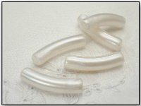 Vintage Moonglow Lucite Beads - Swirling Pearlized White - Elegant Curved Shape